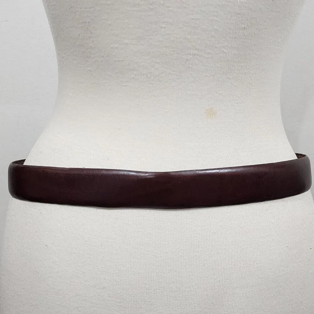 Vintage 90s Ralph Lauren Polo Brown Leather Belt Mens W34 Rectangle Buckle
